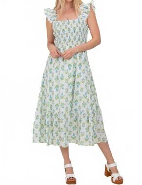NEW BLU PEPPER floral tile midi dress in blue